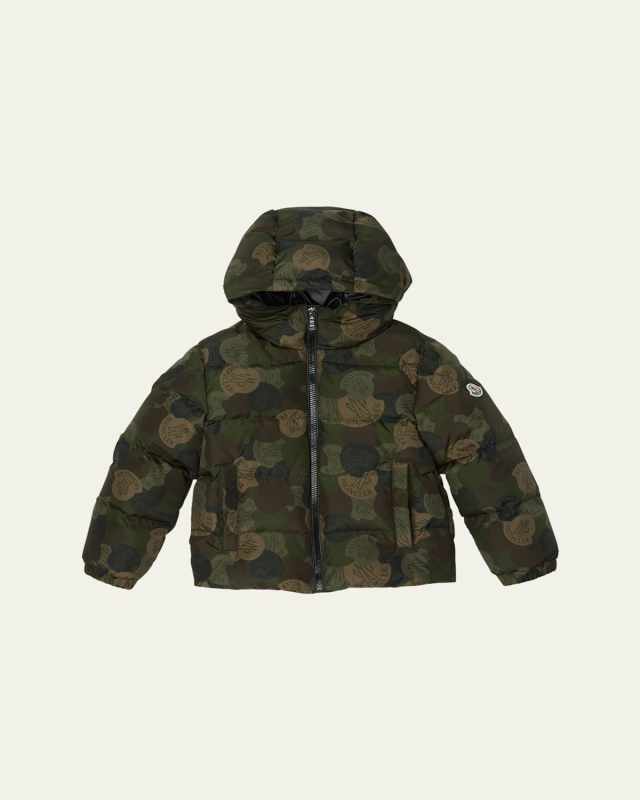 Boy's Escer Camo Logo-Print Puffer Jacket, Size 12-14